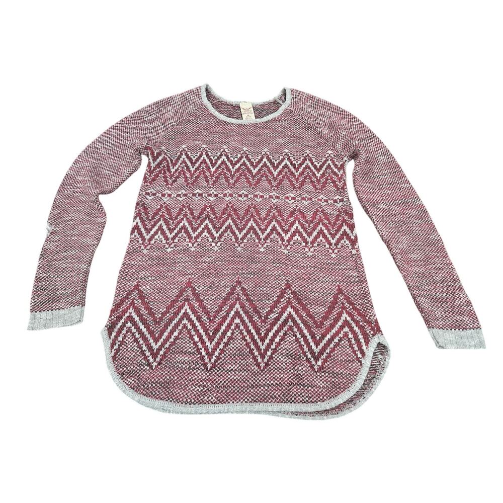 Faded Glory Burgundy Aztec Chevron Marled Knit Longline Sweater Women’s M 2010's - Picture 1 of 6